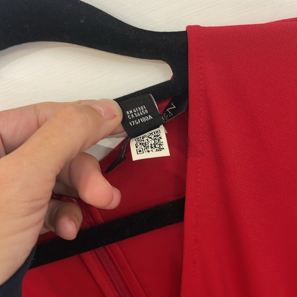 Lauren Ralph Lauren Red Ruched Stretch Jersey Surplice Long Sleeve Dress, 10 - Picture 7 of 9